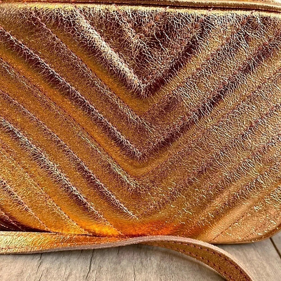 NWT BORSE IN PELLE Rose Gold Metallic Crossbody Bag with Tassel Made in Italy - Picture 5 of 13